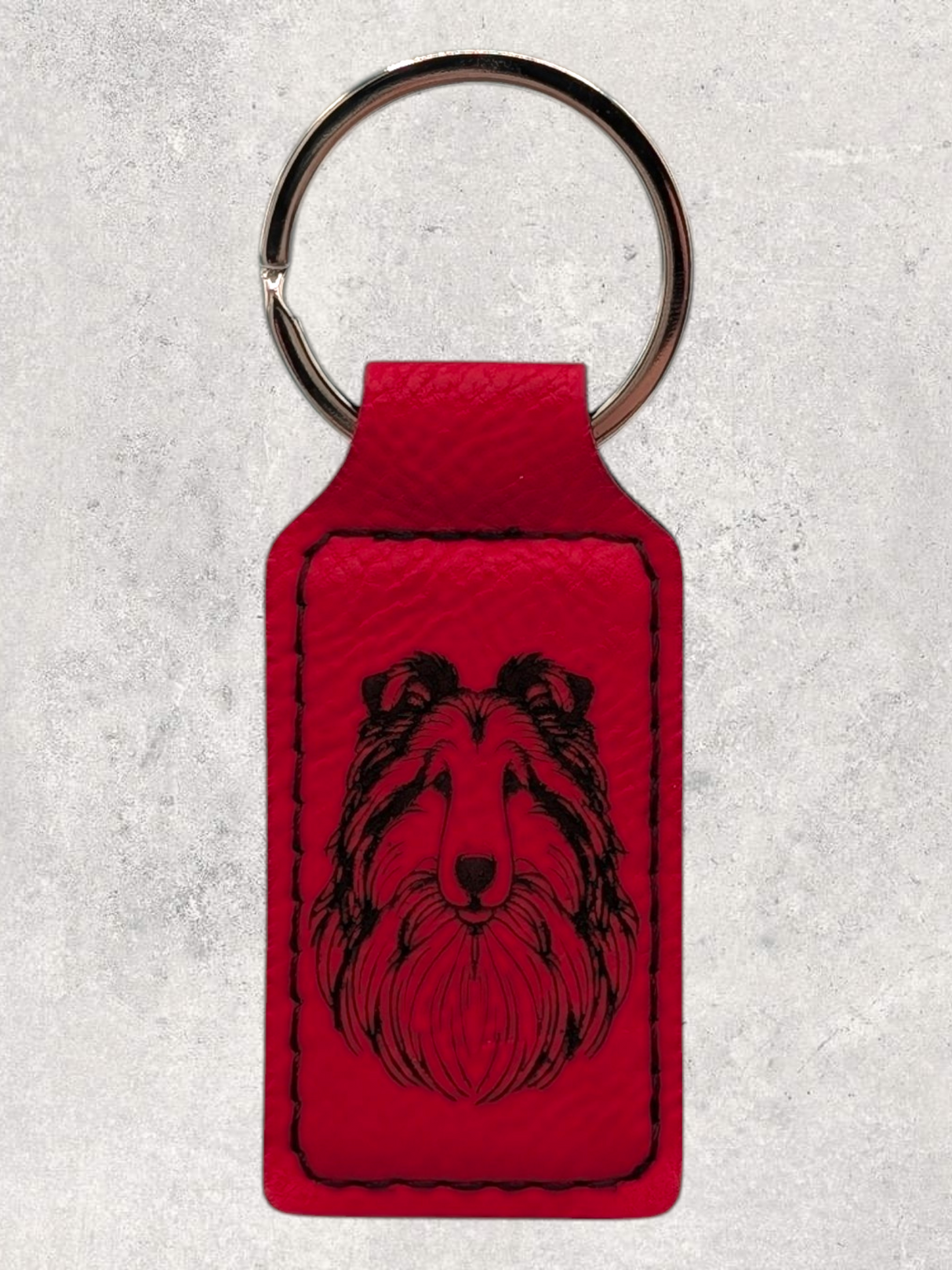 KEYCHAIN - COLLIE - Leatherette - Personalizable