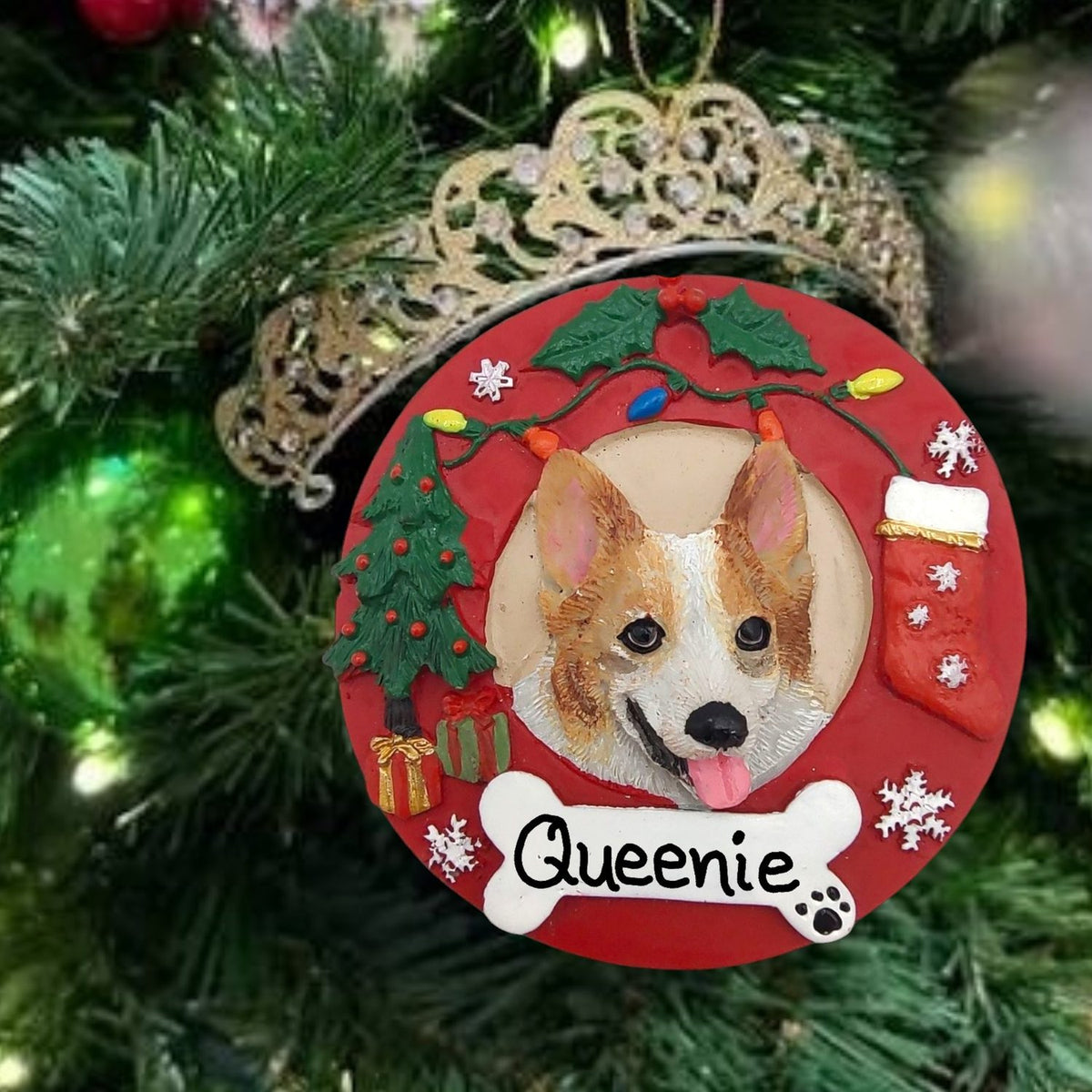 DOGS - CORGI - Red Wreath