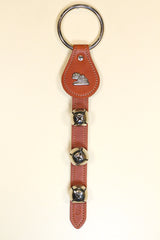 COTTAGE / MILL  CHARM above 3 Bells on Leather Strap