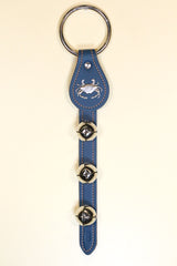 CRAB CHARM above 3 Bells on Leather Strap