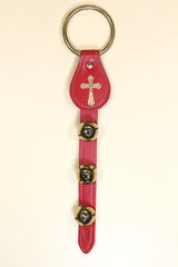CROSS CHARM above 3 Bells on Leather Strap