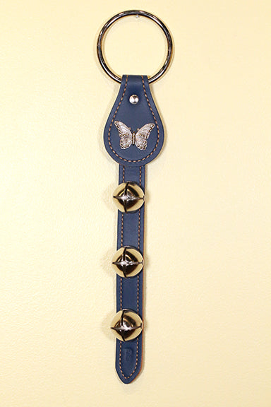 BUTTERFLY CHARM above 3 Bells on Leather Strap