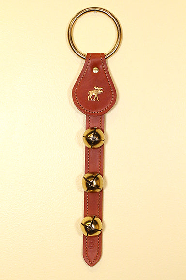 MOOSE CHARM above 3 Bells on Leather Strap