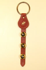 MOOSE CHARM above 3 Bells on Leather Strap