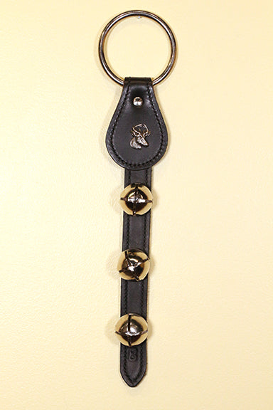 DEER HEAD CHARM above 3 Bells on Leather Strap