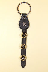 DEER HEAD CHARM above 3 Bells on Leather Strap