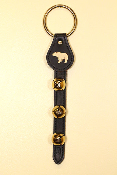 BEAR CHARM above 3 Bells on Leather Strap