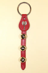ELEPHANT HEAD CHARM above 3 Bells on Leather Strap