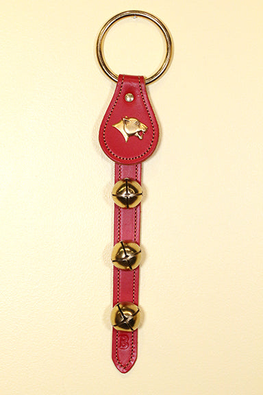 MT LION / PANTHER / COURGAR HEAD CHARM above 3 Bells on Leather Strap