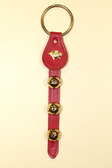 MT LION / PANTHER / COURGAR HEAD CHARM above 3 Bells on Leather Strap