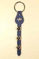 LEOPARD HEAD CHARM above 3 Bells on Leather Strap