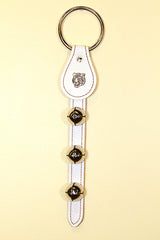 TIGER HEAD CHARM above 3 Bells on Leather Strap