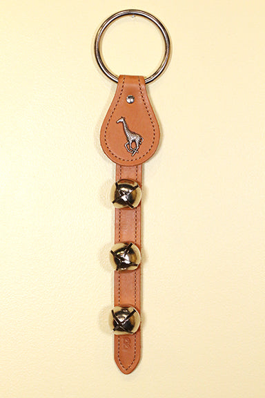 GIRAFFE (RUNNING) CHARM above 3 Bells on Leather Strap