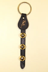 LIZARD CHARM above 3 Bells on Leather Strap