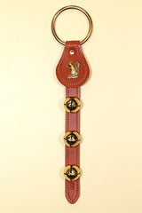 SQUIRREL CHARM above 3 Bells on Leather Strap
