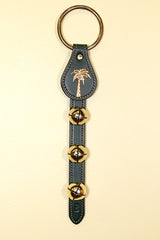 PALM TREE CHARM above 3 Bells on Leather Strap