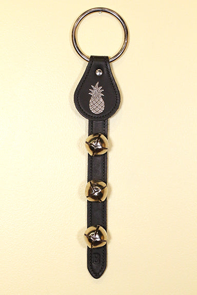 PINEAPPLE CHARM above 3 Bells on Leather Strap