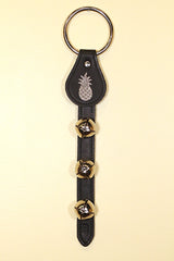 PINEAPPLE CHARM above 3 Bells on Leather Strap
