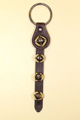 Large Plated Bell above 3 Smaller Plated Bells on 1-Ply Leather Strap