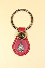 TREE - (CHRISTMAS) CHARM on Leather Teardrop - 1 Bell