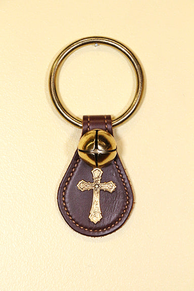 CROSS CHARM on Leather Teardrop - 1 Bell