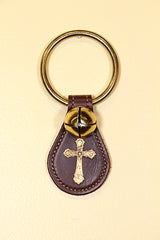 CROSS CHARM on Leather Teardrop - 1 Bell