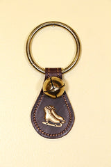 ICE SKATES CHARM on Leather Teardrop - 1 Bell