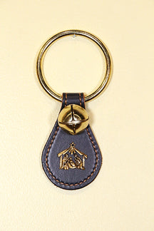 NATIVITY / MANGER CHARM on Leather Teardrop - 1 Bell