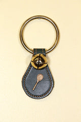 TENNIS RACKET CHARM on Leather Teardrop - 1 Bell