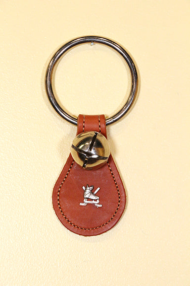 ICE HOCKEY CHARM on Leather Teardrop - 1 Bell
