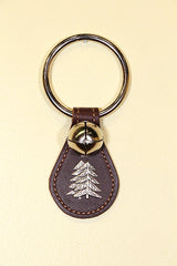 TREE (DOUBLE PINE) CHARM on Leather Teardrop - 1 Bell