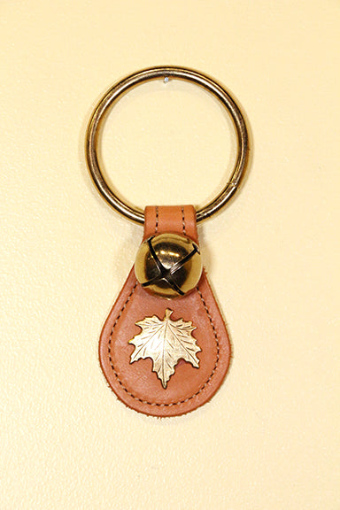 MAPLE LEAF CHARM on Leather Teardrop - 1 Bell