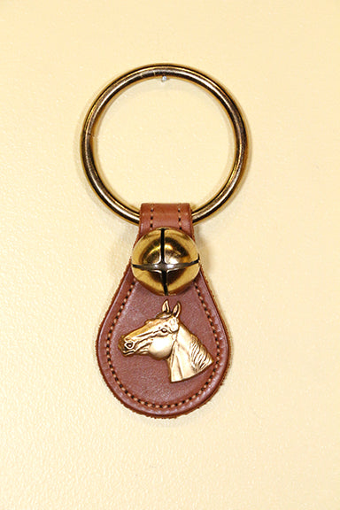 HORSE HEAD CHARM on Leather Teardrop - 1 Bell