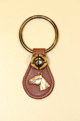 HORSE HEAD CHARM on Leather Teardrop - 1 Bell