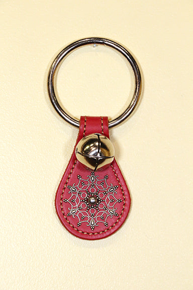 SNOWFLAKE CHARM on Leather Teardrop - 1 Bell