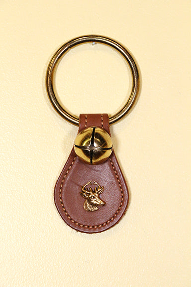 DEER HEAD CHARM on Leather Teardrop - 1 Bell