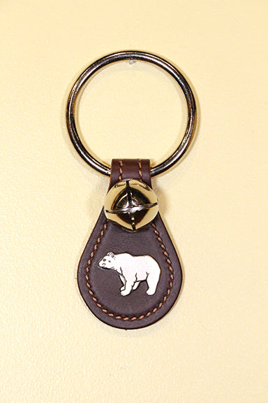 BEAR CHARM on Leather Teardrop -1  Bell