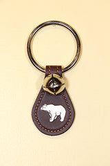 BEAR CHARM on Leather Teardrop -1  Bell