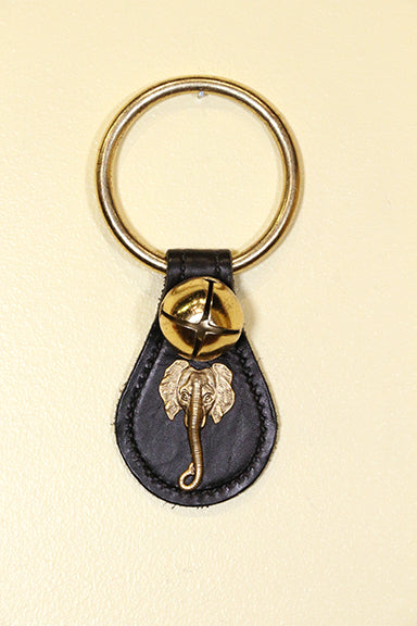 ELEPHANT HEAD CHARM on Leather Teardrop, 1 Bell
