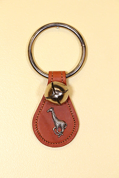 GIRAFFE (RUNNING) CHARM on Leather Teardrop, 1 Bell