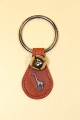 GIRAFFE (RUNNING) CHARM on Leather Teardrop, 1 Bell