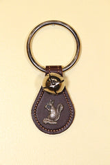 SQUIRREL CHARM on Leather Teardrop - 1 Bell
