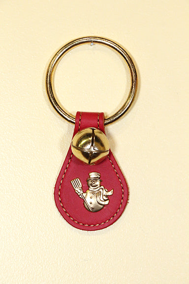 SNOWMAN CHARM on Leather Teardrop -1 Bell