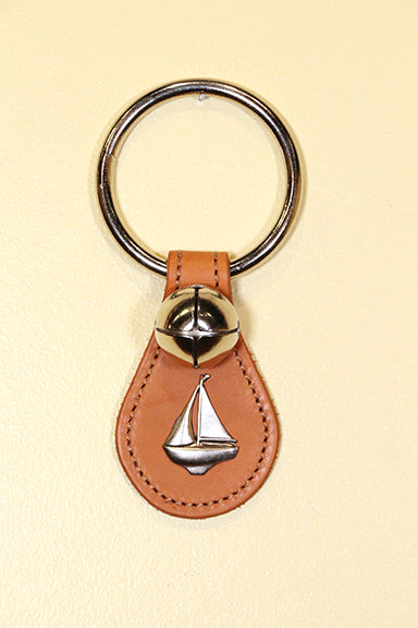 BOAT - SAILBOAT CHARM on Leather Teardrop - 1 Bell