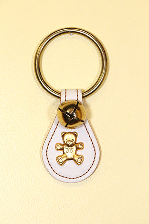 BEAR (TEDDY BEAR) CHARM on Leather Teardrop -1 Bell