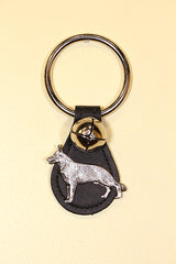 GERMAN SHEPHERD CHARM on Leather Teardrop - 1 Bell