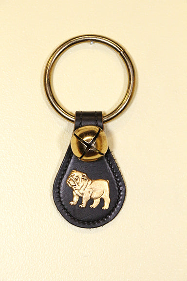 BULLDOG CHARM on Leather Teardrop - 1 Bell