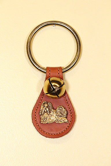 SHIH TZU CHARM on Leather Teardrop - 1 Bell