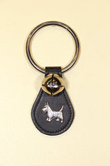 SCOTTISH TERRIER CHARM on Leather Teardrop - 1 Bell