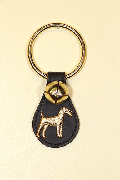 AIREDALE CHARM on Leather Teardrop - 1 Bell